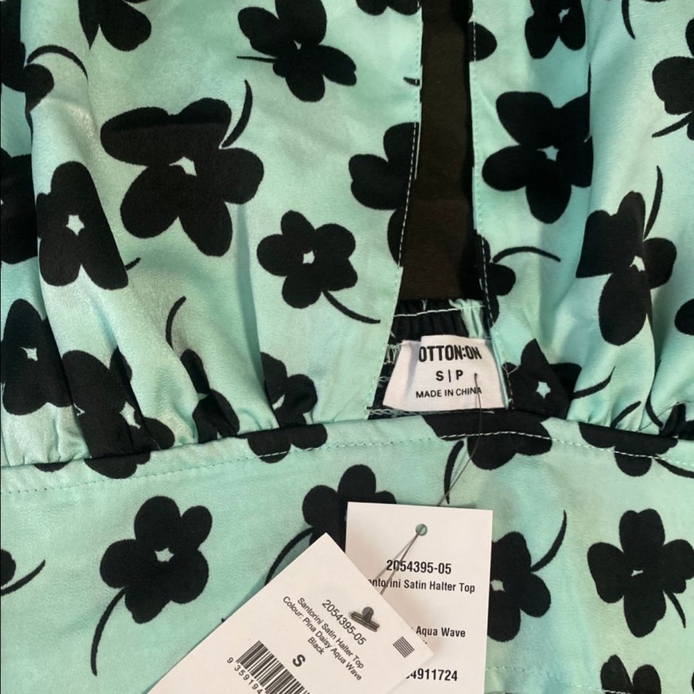 Mint floral halter top